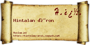 Hintalan Áron névjegykártya
