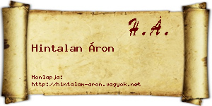 Hintalan Áron névjegykártya